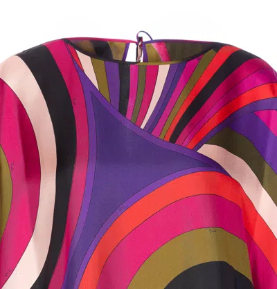 Pucci Iris Print Silk Short Kaftan Clothing In Multi