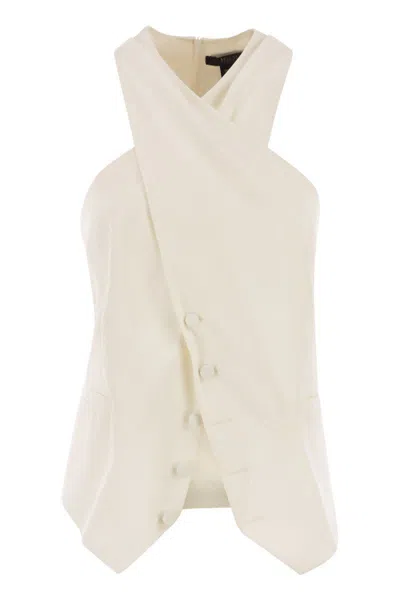 Max Mara Selva - Wool Gabardine And Satin Waistcoat In White