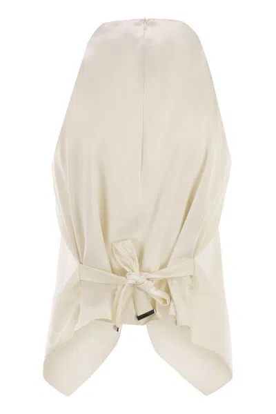 Max Mara Selva - Wool Gabardine And Satin Waistcoat In White