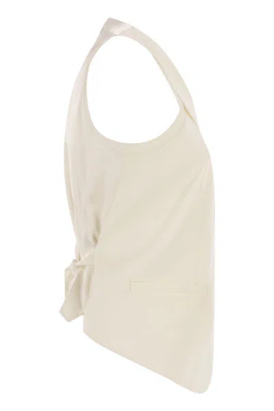 Max Mara Selva - Wool Gabardine And Satin Waistcoat In White