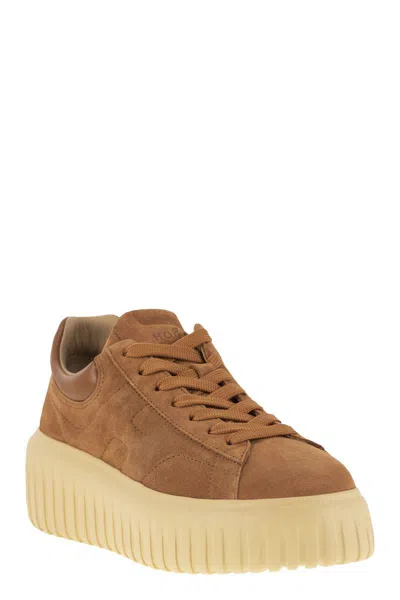 Hogan H-stripes Suede Trainers In Brown