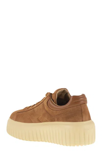 Hogan H-stripes Suede Trainers In Brown