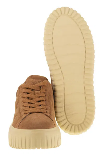 Hogan H-stripes Suede Trainers In Brown