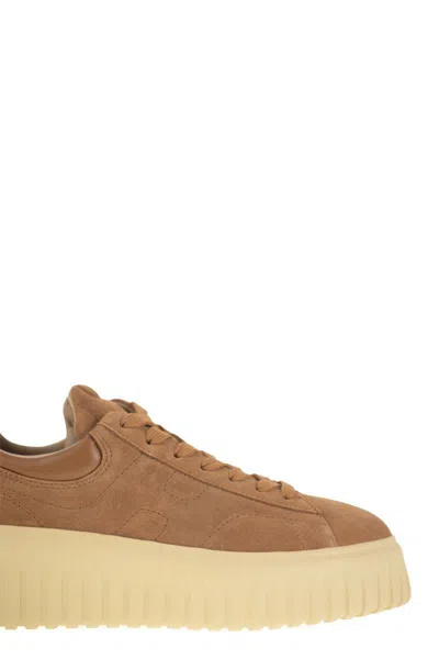 Hogan H-stripes Suede Trainers In Brown