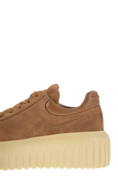 Hogan H-stripes Suede Trainers In Brown