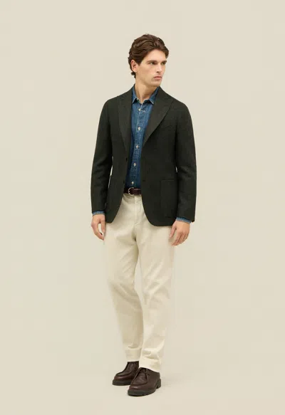 Boglioli Shetland Chevron Double-breasted K-jacket In Green