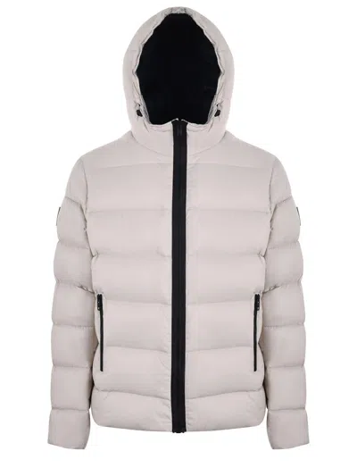 Fay Double-front Down Jacket In Calendered Poplin In Neutral