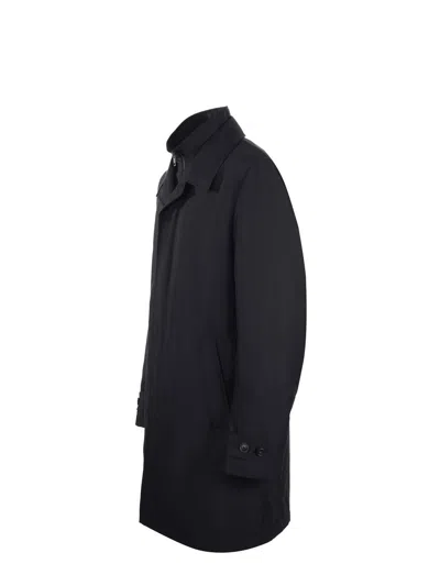 Fay Double-front Raincoat In Black