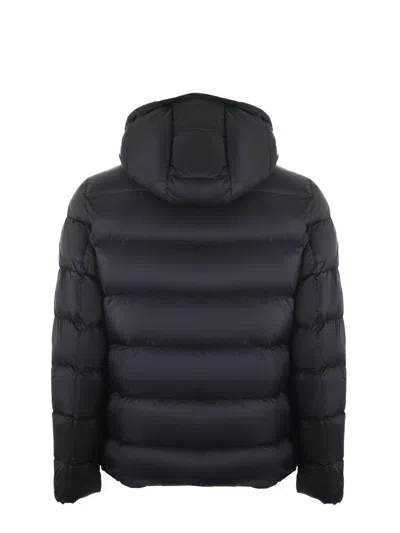 Fay Hooded Quilted Jacket Side Pockets In Black