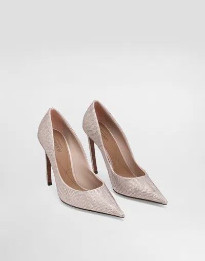 Dolce & Gabbana Devotion Satin Pumps With Rhinestones In Pink