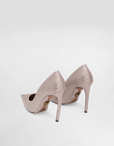 Dolce & Gabbana Devotion Satin Pumps With Rhinestones In Pink