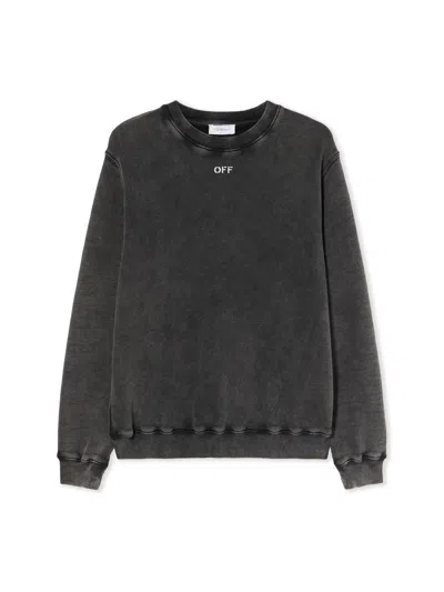 Off-white Arrow Logo Check Knit Sweatshirt In Gray