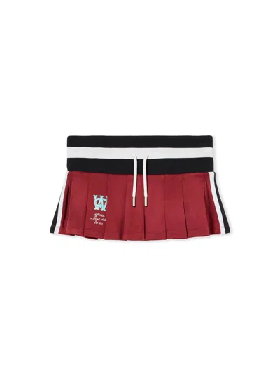 Off-white Pleated Skirt With Drawstring In Red