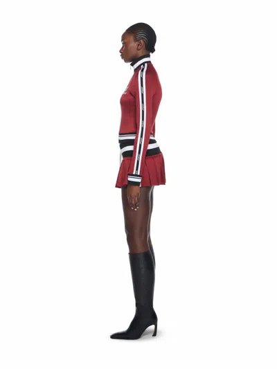 Off-white Pleated Skirt With Drawstring In Red