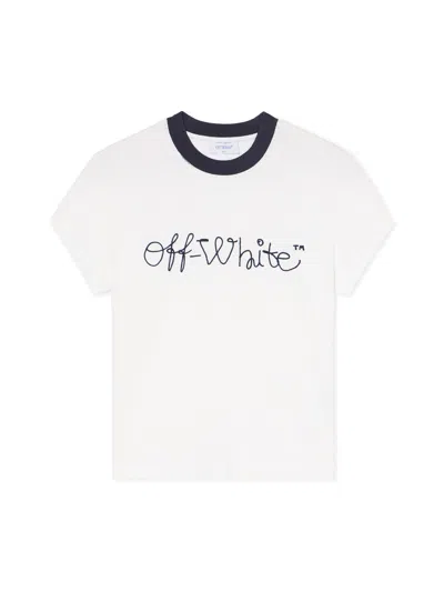 Off-white T-shirt With Embroidered Logo In White