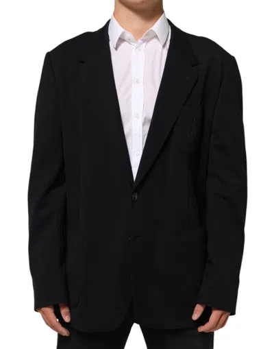 Dolce & Gabbana Black Viscose 2 Buttons Suit Jacket Blazer In Black