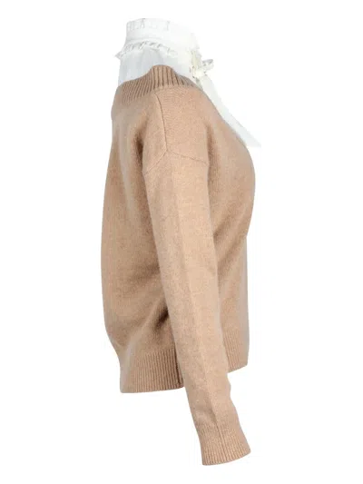 Pre-owned Maje Tie-neck Wool Sweater In Brown