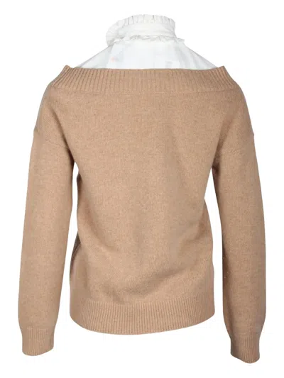 Pre-owned Maje Tie-neck Wool Sweater In Brown