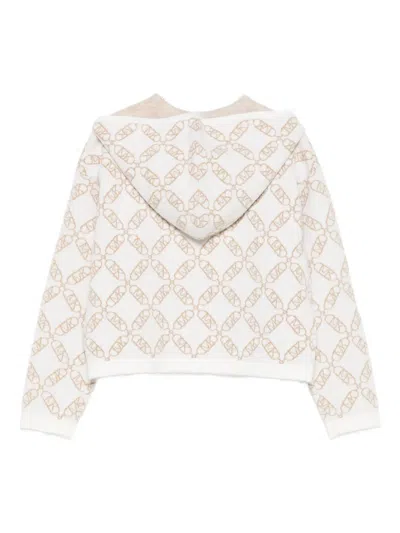 Michael Kors Zip-up Patterned Hoodie In White