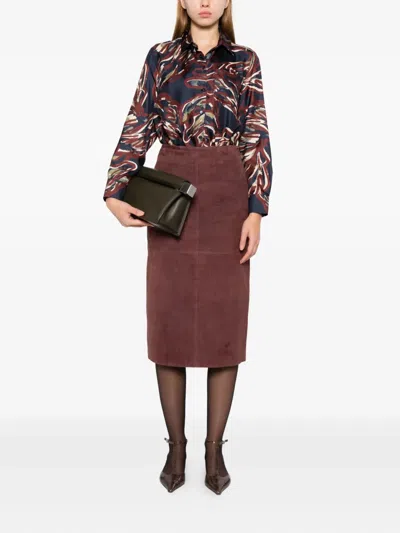 Max Mara Buttoned Abstract-pattern Shirt In Blue