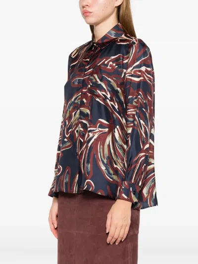 Max Mara Buttoned Abstract-pattern Shirt In Blue