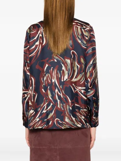 Max Mara Buttoned Abstract-pattern Shirt In Blue