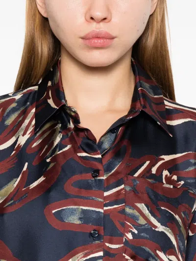 Max Mara Buttoned Abstract-pattern Shirt In Blue