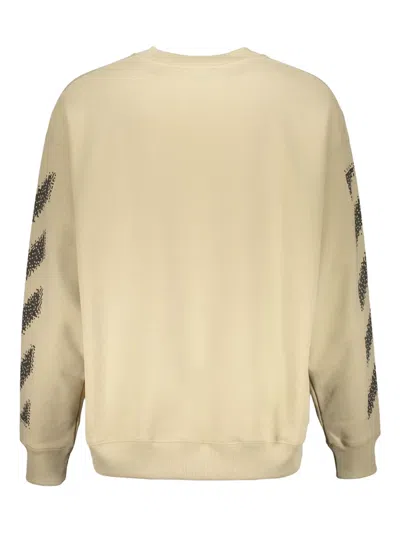 Off-white Beige Sweatshirt With Diagonal Stripes In Brown