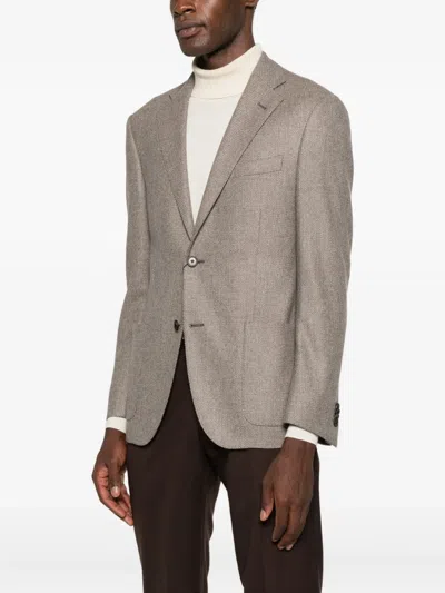 Corneliani Tailored Brown Blazer With Classic Design In Neutral