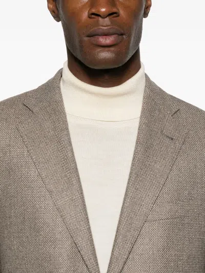 Corneliani Tailored Brown Blazer With Classic Design In Neutral