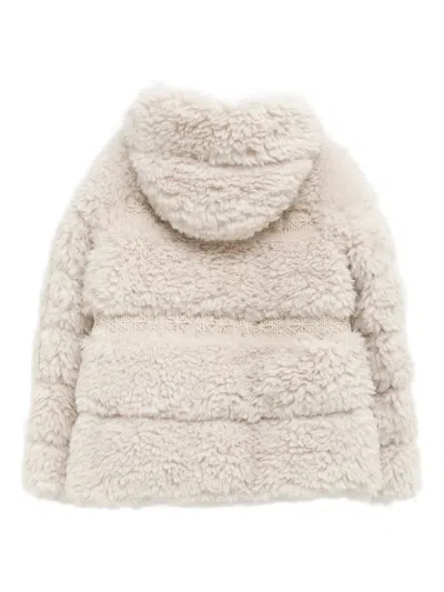 Moncler Verie Teddy Hooded Short Down Jacket In White