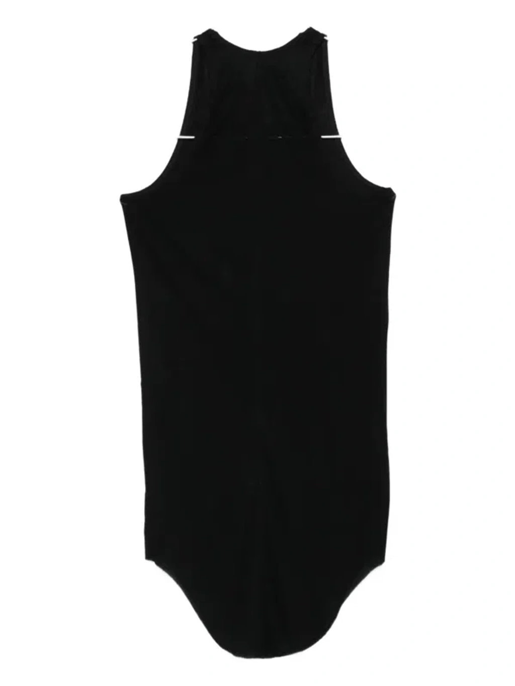 Rick Owens Black Ribbed Tank Top With Curved Hem In Viscose And