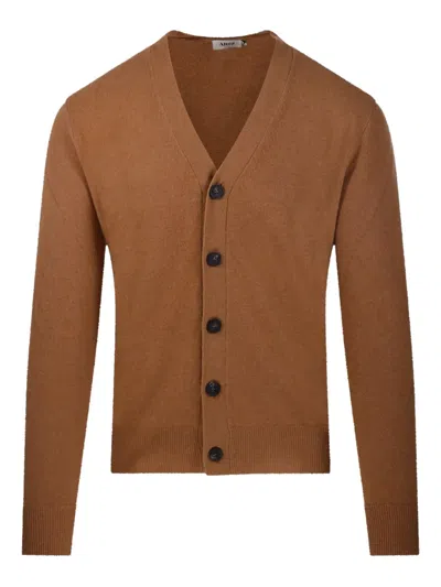 Altea Button V-neck Cardigan In Brown
