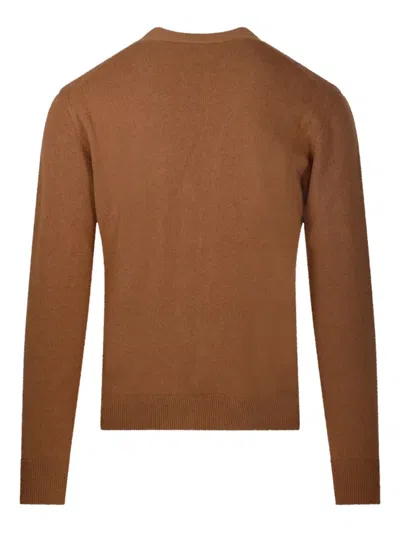 Altea Button V-neck Cardigan In Brown