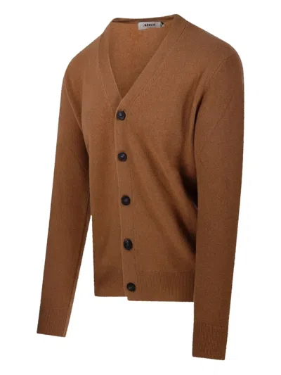 Altea Button V-neck Cardigan In Brown