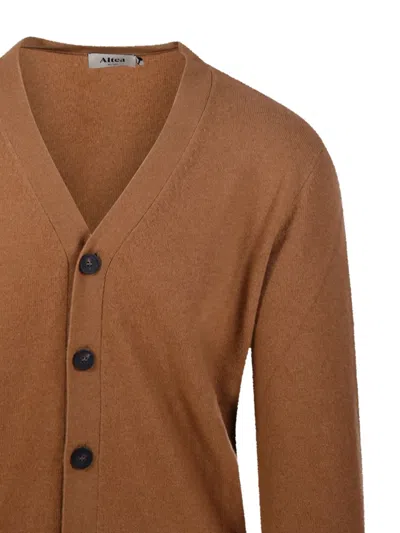 Altea Button V-neck Cardigan In Brown