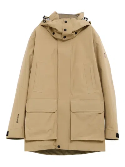 Moncler Hooded Pocket Coat In Nude