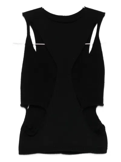 Rick Owens Tanja Black Wool Top In Black