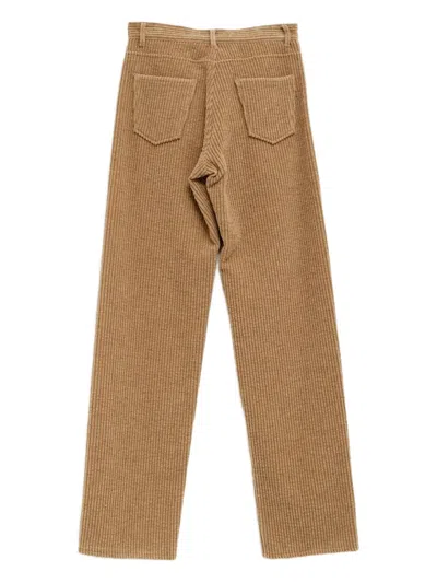 The Row Textured Wool Blend Trousers Featuring Pockets In Brown