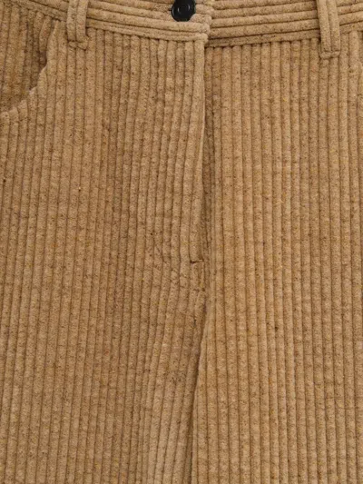 The Row Textured Wool Blend Trousers Featuring Pockets In Brown