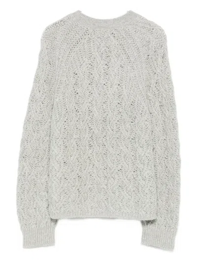 Antonelli Openwork Knitted Sweater In Gray