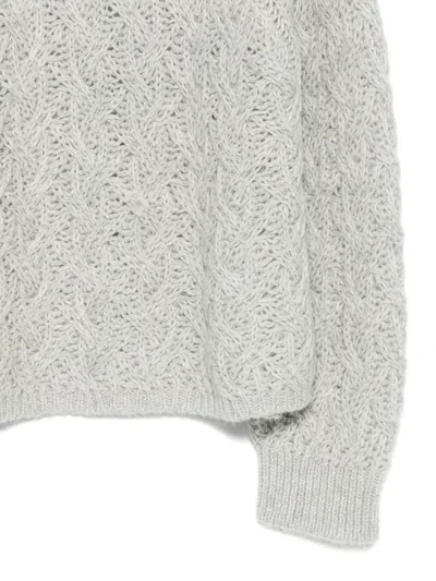 Antonelli Openwork Knitted Sweater In Gray
