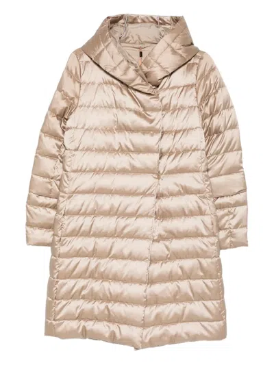 Max Mara Padded Long Coat In Neutral