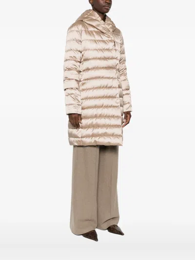 Max Mara Padded Long Coat In Neutral