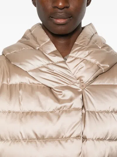 Max Mara Padded Long Coat In Neutral