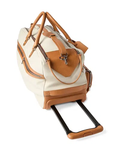 Brunello Cucinelli Grained Calfskin Trolley Bag In Neutral