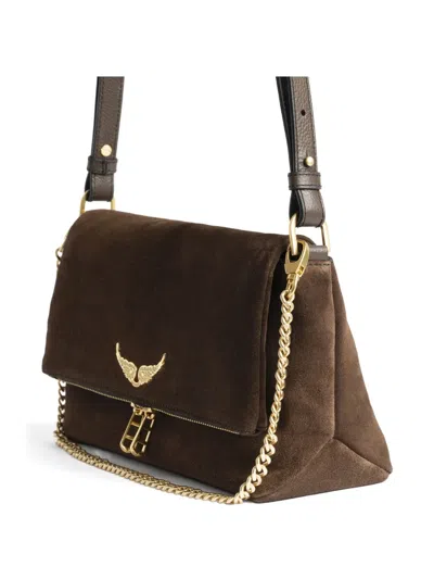 Zadig & Voltaire Rocky Ii Wings-detail Chain-strap Satchel Bag In Brown