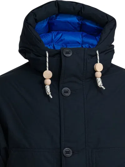 Mammut Buttoned Hooded Parka In Blue