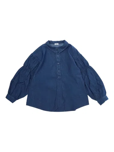 Il Gufo Gathered-sleeve Shirt In Blue