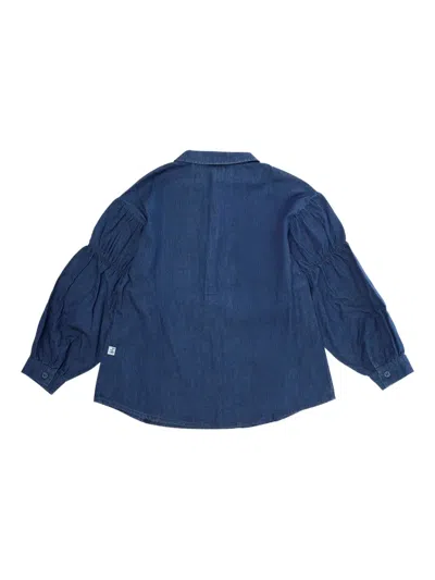 Il Gufo Gathered-sleeve Shirt In Blue
